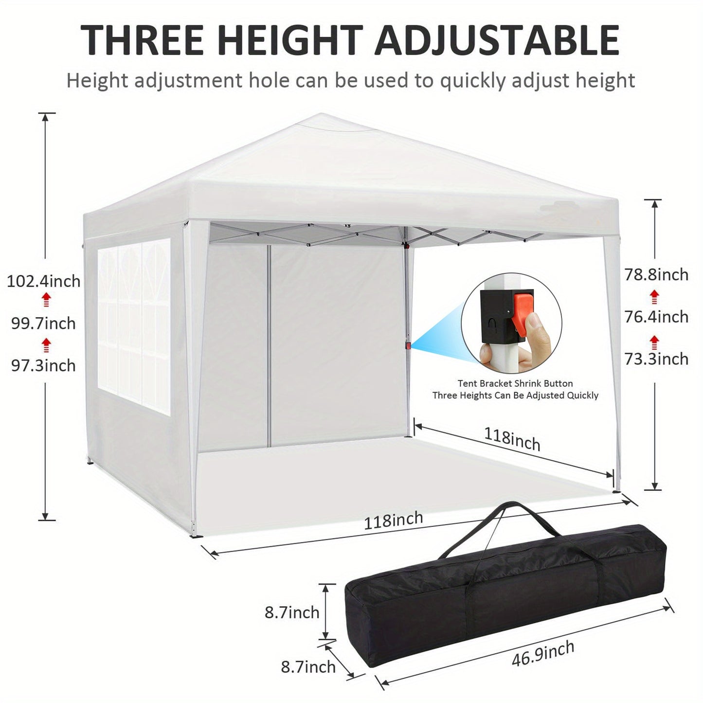 Pop-up Tent – Partytent – Vouwtent – Pavillon – Pergola – 3x3 Meter – Waterafstotend & UV-Bescherming – Inklapbaar Met 4 Zijwanden