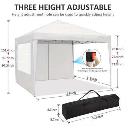 Pop-up Tent – Partytent – Vouwtent – Pavillon – Pergola – 3x3 Meter – Waterafstotend & UV-Bescherming – Inklapbaar Met 4 Zijwanden
