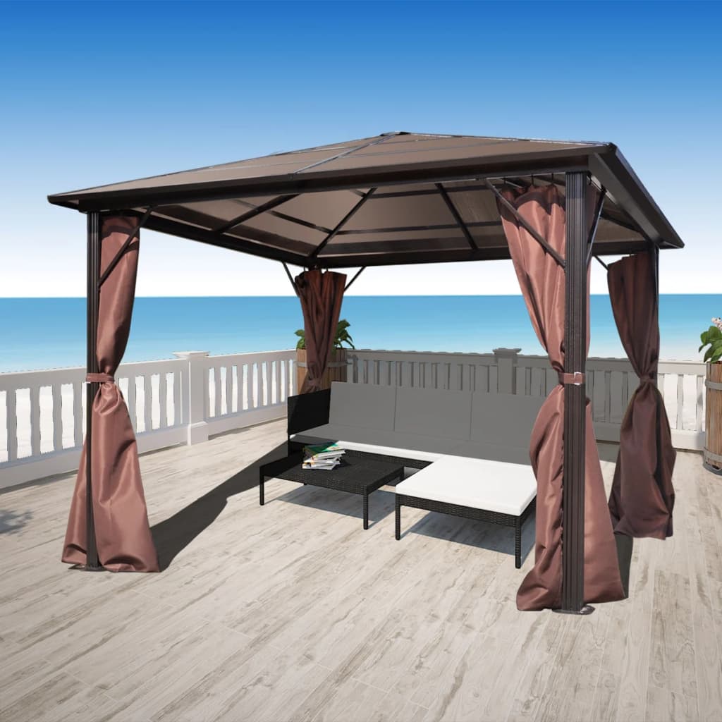 Tuinpaviljoen – Tuinhoed – Tuinoverkapping – Pergola – Tuinkoepel – 300x300 cm – UV-bestendig Polycarbonaat Dak – Roestvrij Aluminium Frame