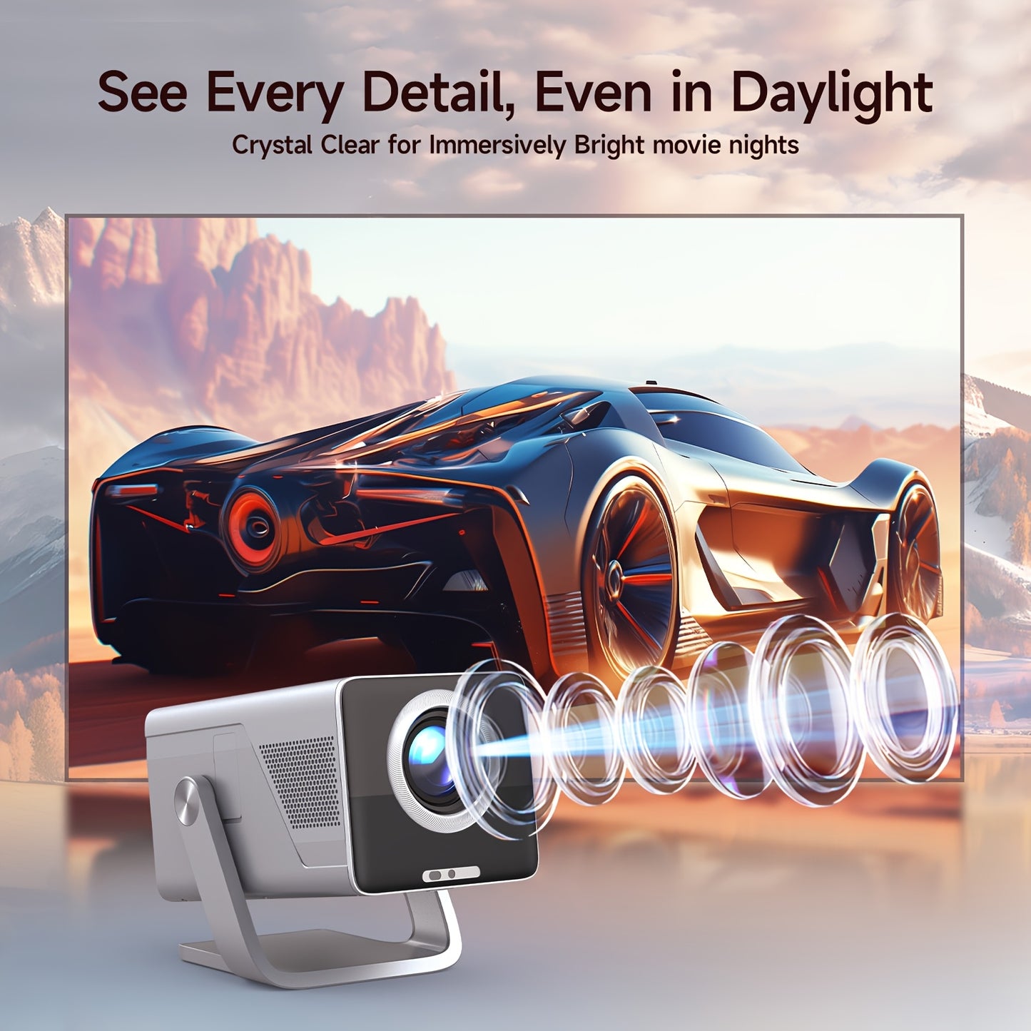 Projector – Beamer – Home Cinema Projector – Multimedia Projector – Android Projector – Full HD 1080p Native Resolutie – Automatische Focus & Wi-Fi 6