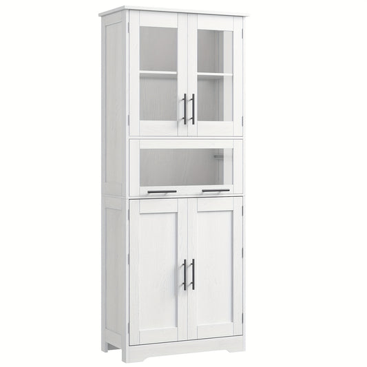 Badkamerkast – Kolomkast – Opbergkast – Wastafelonderkast – Hoogkast – Smal Wit – 5 Vakken – Verstelbare Plank – MDF 60x30x170 cm