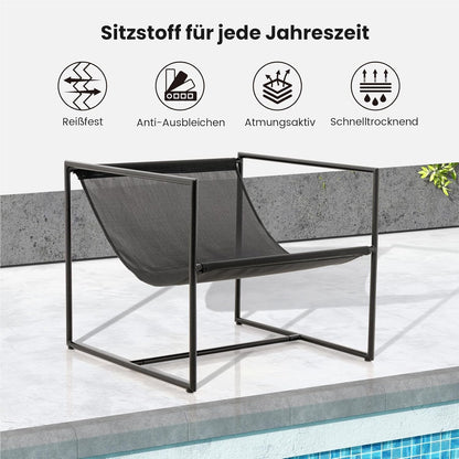 Slingstoel – Lounge Stoel – Accentstoel – Strandstoel – Klapstoel – Set Van 2 – Met Metalen Frame – Ademend Stoffen Zitvlak