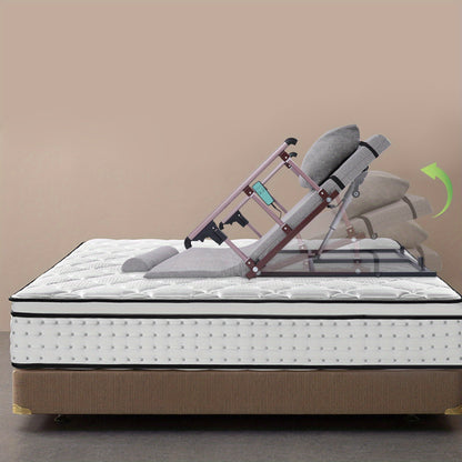 Verstelbare Rugsteun – Bedsteun – Ruggesteun – Zitsteun – Ligsteun – Inclusief Inklapbare Armleuningen – Zacht Kussenpakket – 120x75 cm Carbonstaal – Grijs