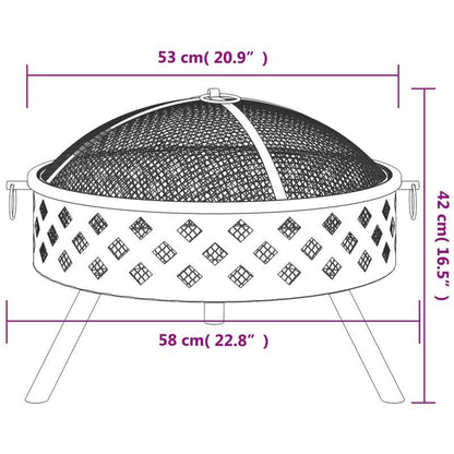 Vuurkorf – Tuinhaard – Buitenhaard – Terrashaard – Vuurschaal – Zwart – XXL 58 cm – Staal – Inclusief Houthaak