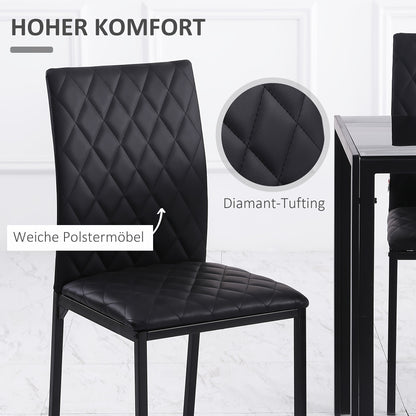 Eetkamerstoelen – Stoelen – Dining Stoelen – Taf stoelen – Zwarte Stoelen – Set van 4 – Gevoerde Zitting – Stalen Poten 41x50x91 cm