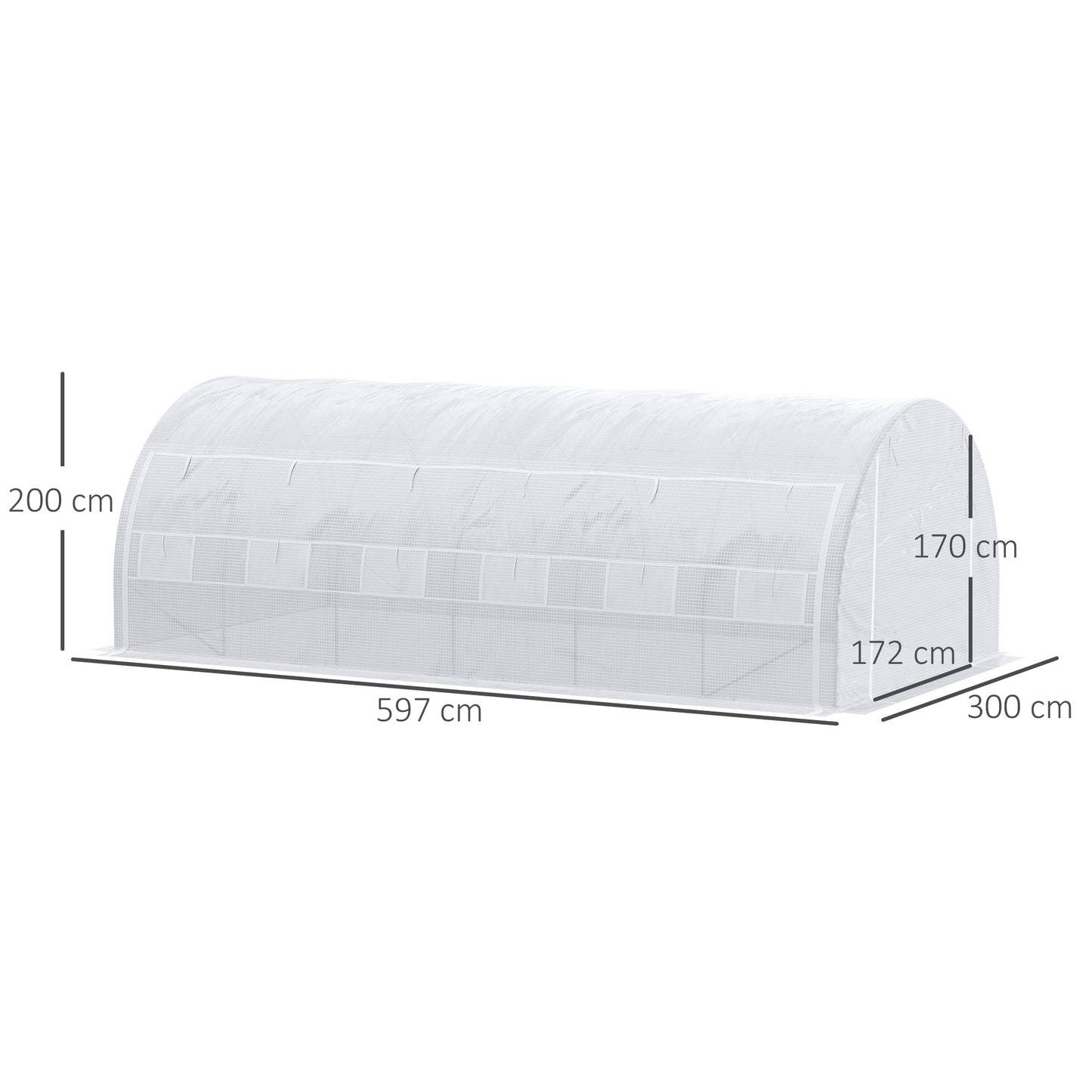 Tuinhuisje – Tuinkas – Kas – Kweekkas – Serre – 18 m² – Gegalvaniseerd Stalen Frame – UV-bestendig PE-zeil wit