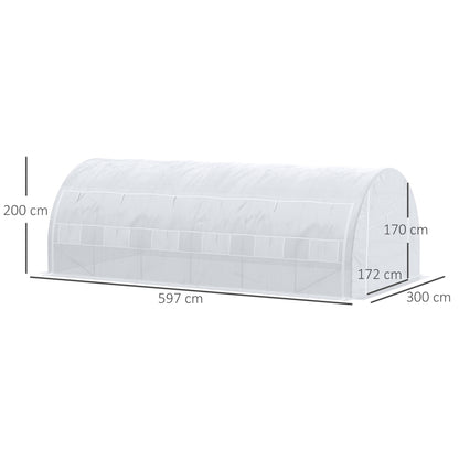 Tuinhuisje – Tuinkas – Kas – Kweekkas – Serre – 18 m² – Gegalvaniseerd Stalen Frame – UV-bestendig PE-zeil wit