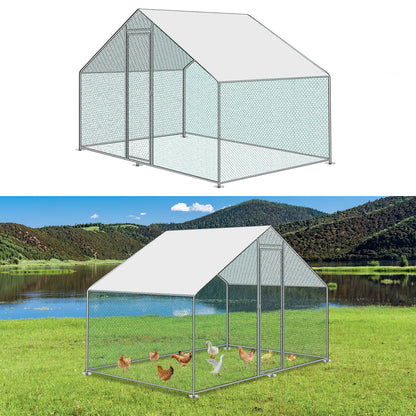 Chicken Coop Free-Range Free-Range Enclosure Animal Run Galvanized Outdoor Pen Cage for Chickens Waterproof Animal Enclosure Rabbit Cage Aviary Chicken House Chicken Cage PE Roof (Polyethylene Roof) Chick Coop Outdoor Enclosu