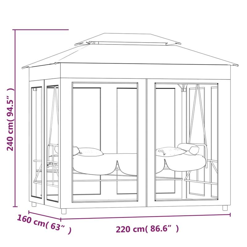 Schommelbank – Tuinschommel – Hangbank – Loungestoel – Tuinbank – Crème Wit – Weerbestendig Stalen Frame – Uitklapbaar Ligbed 220x160x240 cm