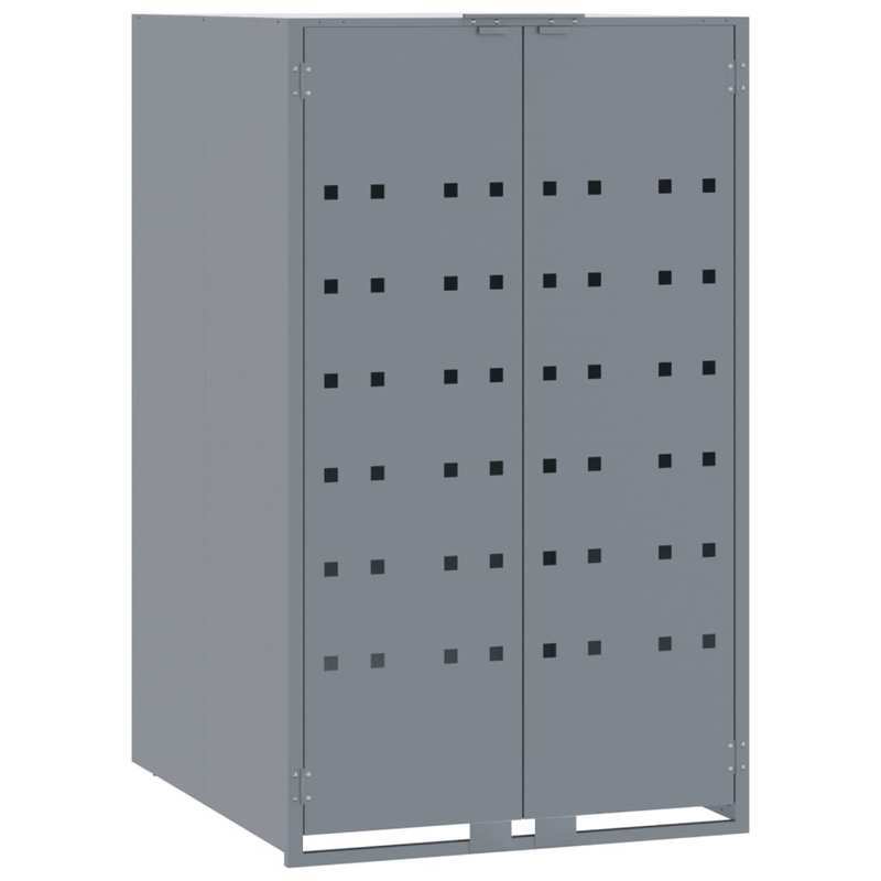 Afvalbak – Vuilnisbak – Containers – Afvalcontainer – Buitenbak – Staal Met Wielen – Ventilatie En Sluitingen – Grijs 138x79x117 cm