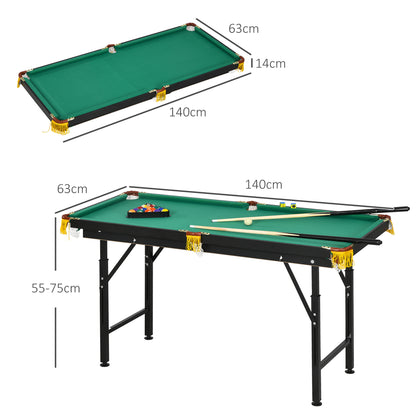 Opvouwbare Biljarttafel – Biljarttafel Vintage – Speeltafel – Pooltafel – Groene Biljart Set – Verstelbare Hoogte – Compleet Met Keuen En Ballen