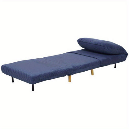 Slaapbank – Slaapfauteuil – Logeerbed – Zetelbed – Fauteuil – Verstelbare Rugleuning – Inklapbare Matras – 82x89x83 cm – Blauw