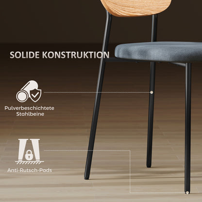 Eetkamerstoelen – Stoelen – Dining Stoelen – Armloze Stoelen – Linnen Stoelen – Grijs – Set van 2 – Met Metalen Poten – Onderhoudsvriendelijk Linnenlook