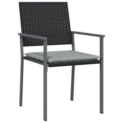 Tuinstoelen – Buitenstoelen – Terrasstoelen – Tuinmeubilair – Zwart Poly Rattan – Stevig Stalen Frame – Inclusief Kussens