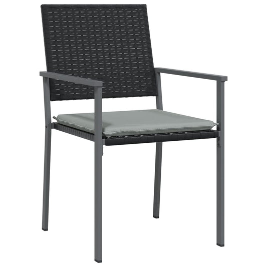 Tuinstoelen – Buitenstoelen – Terrasstoelen – Tuinmeubilair – Zwart Poly Rattan – Stevig Stalen Frame – Inclusief Kussens