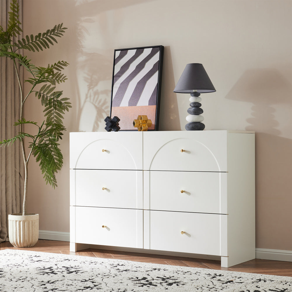 Ladeblok – Ladekast – Dressoir – Opbergmeubel – Ladekastje – Wit – 6 Lades – Vintage Design – 82x120x40 cm – Zonder Houtdelen