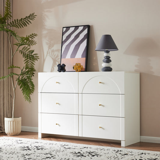 Ladeblok – Ladekast – Dressoir – Opbergmeubel – Ladekastje – Wit – 6 Lades – Vintage Design – 82x120x40 cm – Zonder Houtdelen