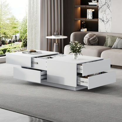Modern Coffee Table, Coffee Table, Living Room Table, With Sliding Table Top, 4 Drawers - Perfect For Stylish Living Rooms 90x55x45cm