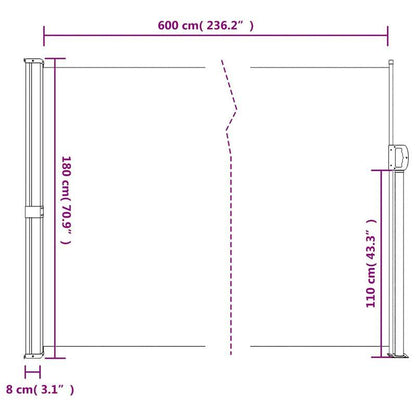 Retractable Windshield 180x600cm with Removable Temporary Outdoor Privacy Screen - 81- Light Blocking, Durable Fabric, Weather-Resistant for Patio, Garden, Poolside (Black/White), Patio Decor, Pergola Compatible, Easy Install
