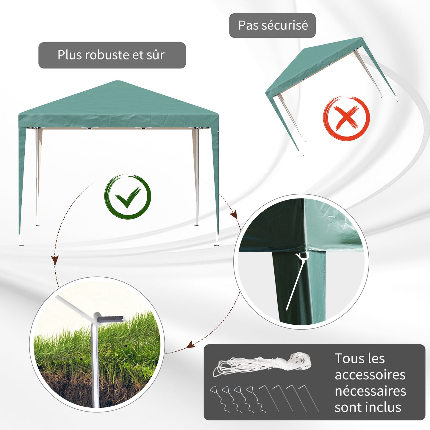 Vouwbare Tuin Tent – Partytent – Paviljoen – Prieel – Pagode – Anti-UV Bescherming – Stabiel Oxford Stof Met Staalframe – Groen 3x3x2,55m