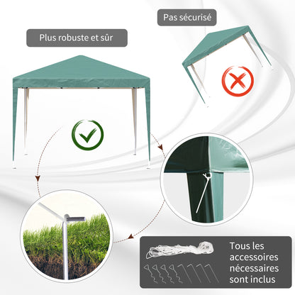Vouwbare Tuin Tent – Partytent – Paviljoen – Prieel – Pagode – Anti-UV Bescherming – Stabiel Oxford Stof Met Staalframe – Groen 3x3x2,55m