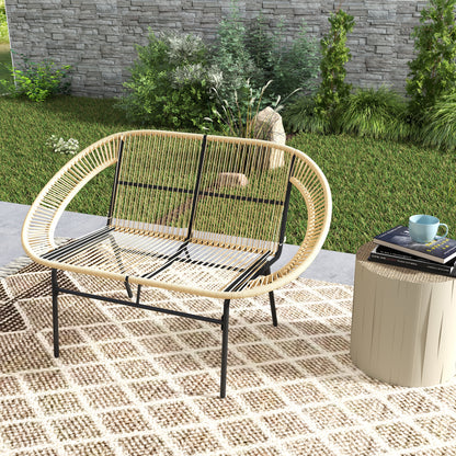 Zweefbank tuin – Tuinbank – Buitenbank – 2-zits bank – Schommelbank – Polyrattan – Weerbestendig – UV-bestendig – Draagvermogen 260 kg – Khaki