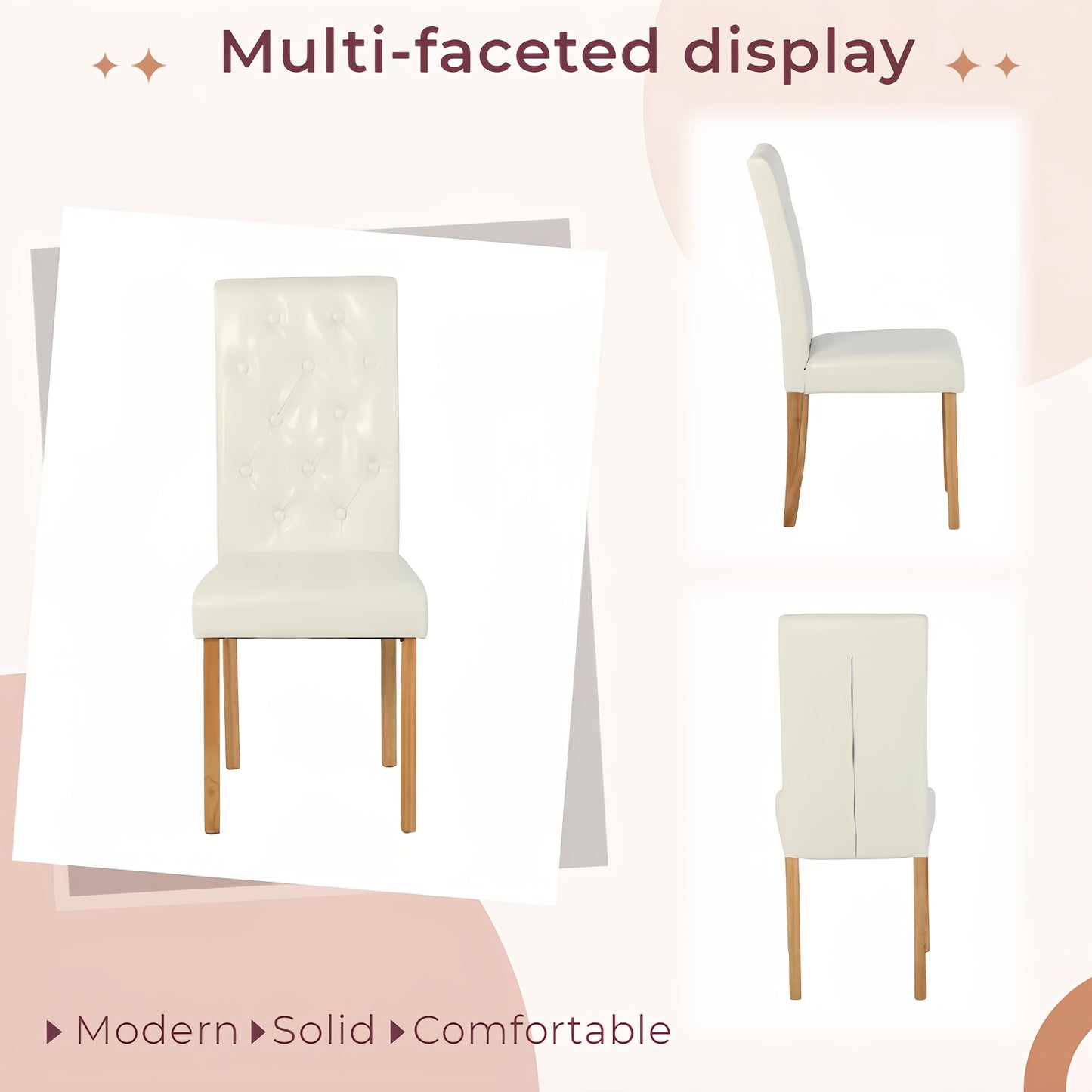 Eetkamerstoelen – Stoelen – Kuipstoelen – Meubels – Stoelonderdelen – Wit Kunstleer – Hardhouten Onderstel – Comfortabele Foamvulling