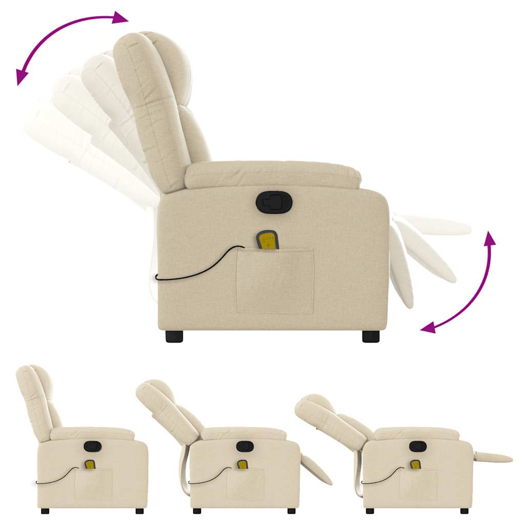 Elektrische Relaxstoel – Fauteuil – Lumbar Stoel – Relaxfauteuil – Ruststoel – Crème Kleur – 6-Punts Massagefunctie – Elektrisch Verstelbaar Tot 135°