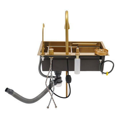 Sink 68cm- Golden, Stainless Steel Golden Rectangular Sink for Kitchens, Restaurants, Cafes, Bars, Hotels
