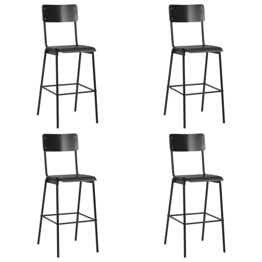 Barstoel – Barkruk – Barstoel Kruk – Barkrukken Set – Barstoelen – Set Van 4 – Multiplex Zitting – Stalen Poedergecoat Onderstel