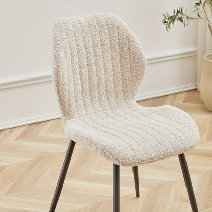 Eetkamerstoel – Kuipstoel – Keukenstoel – Stoel – Dinerstoel – Mid-Century Modern – Linnen Bekleding – Metalen Frame – Ergonomische Rugleuning – Set van 4 – Beige Bruin