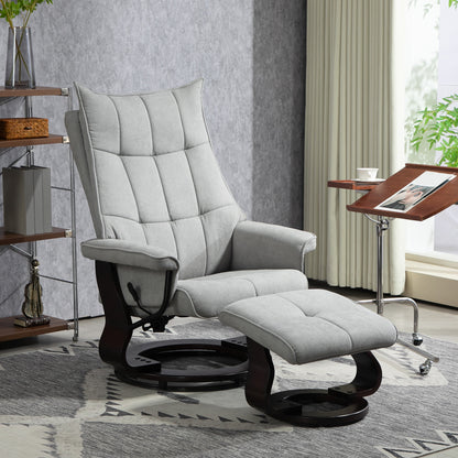 Relaxfauteuil – Relaxstoel – Lounge Chair – Draaifauteuil – Zithoekstoel – Grijs Kunstleer – Verstelbare Rugleuning – Draaibaar Design 360°