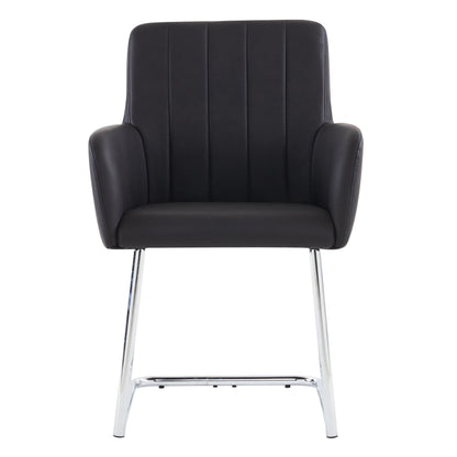 Eetkamerstoel Set – Stoel Eettafelstoel Zithoekstoel Bureaukamerstoel – Zwart Kunstleer – Metalen Zigzag Frame – Ergonomisch Comfort – Set Van 6