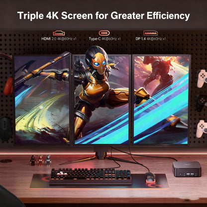 Mini PC – Mini Computer – Desktop PC – Kleine PC – Compacte PC – AMD Ryzen 7 5825U – 32GB DDR4 RAM – 512GB M.2 SSD – Triple 4K Scherm Ondersteuning – WiFi 6 & USB Type-C