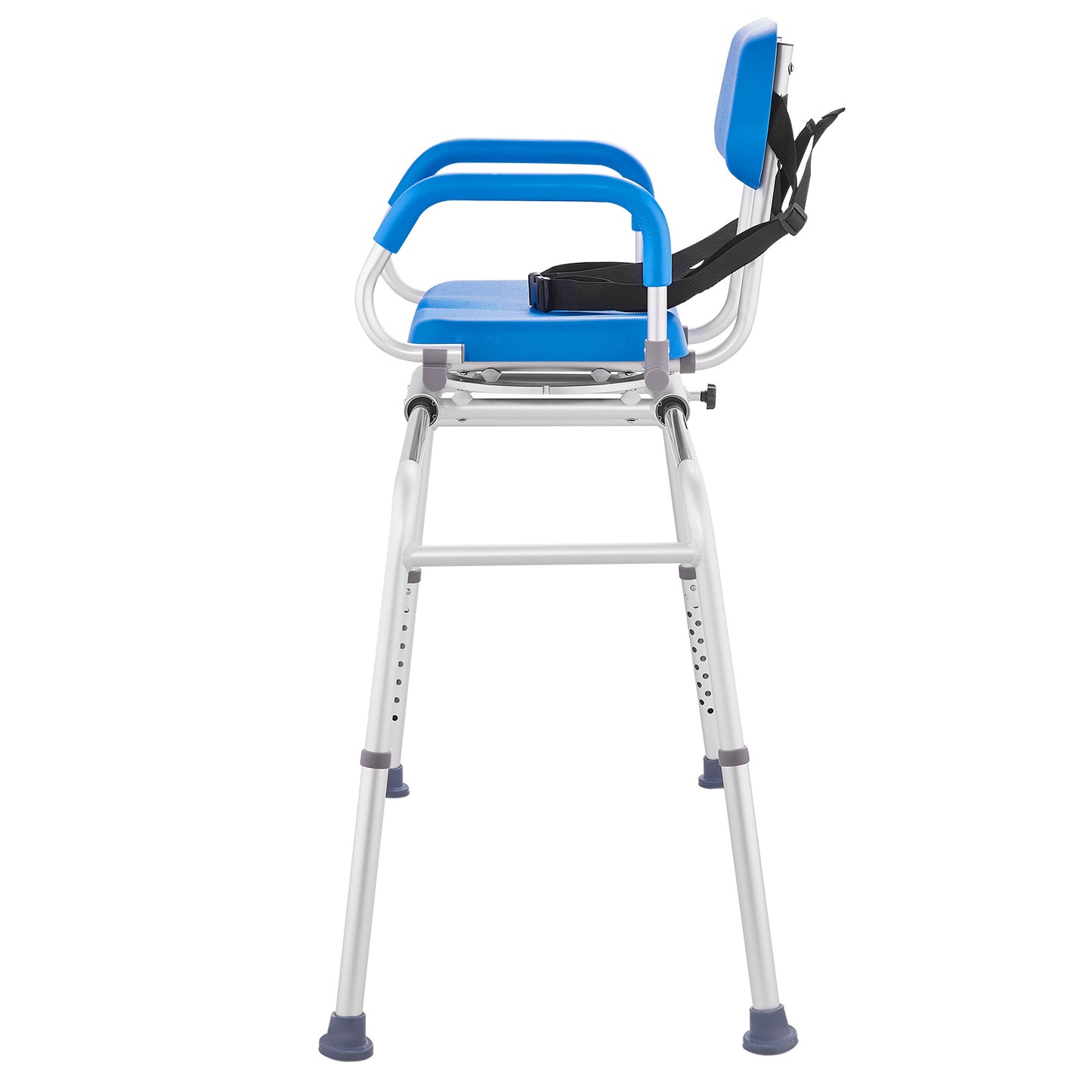 Badstoel – Douchestoel – Badkruk – Douchebank – 360° Draaibare Zitting – Verstelbare Hoogte 53-70 cm – Antislip Rubberen Voetjes – Veiligheidsgordel