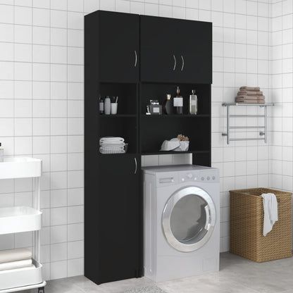 Opbergkastje – Badkamerkast – Opbergmeubel – Kastje – Bergkast – Zwart – Slank Design – Hoogwaardig Engineered Wood – 190 cm Hoog – Compact 32 cm Breed