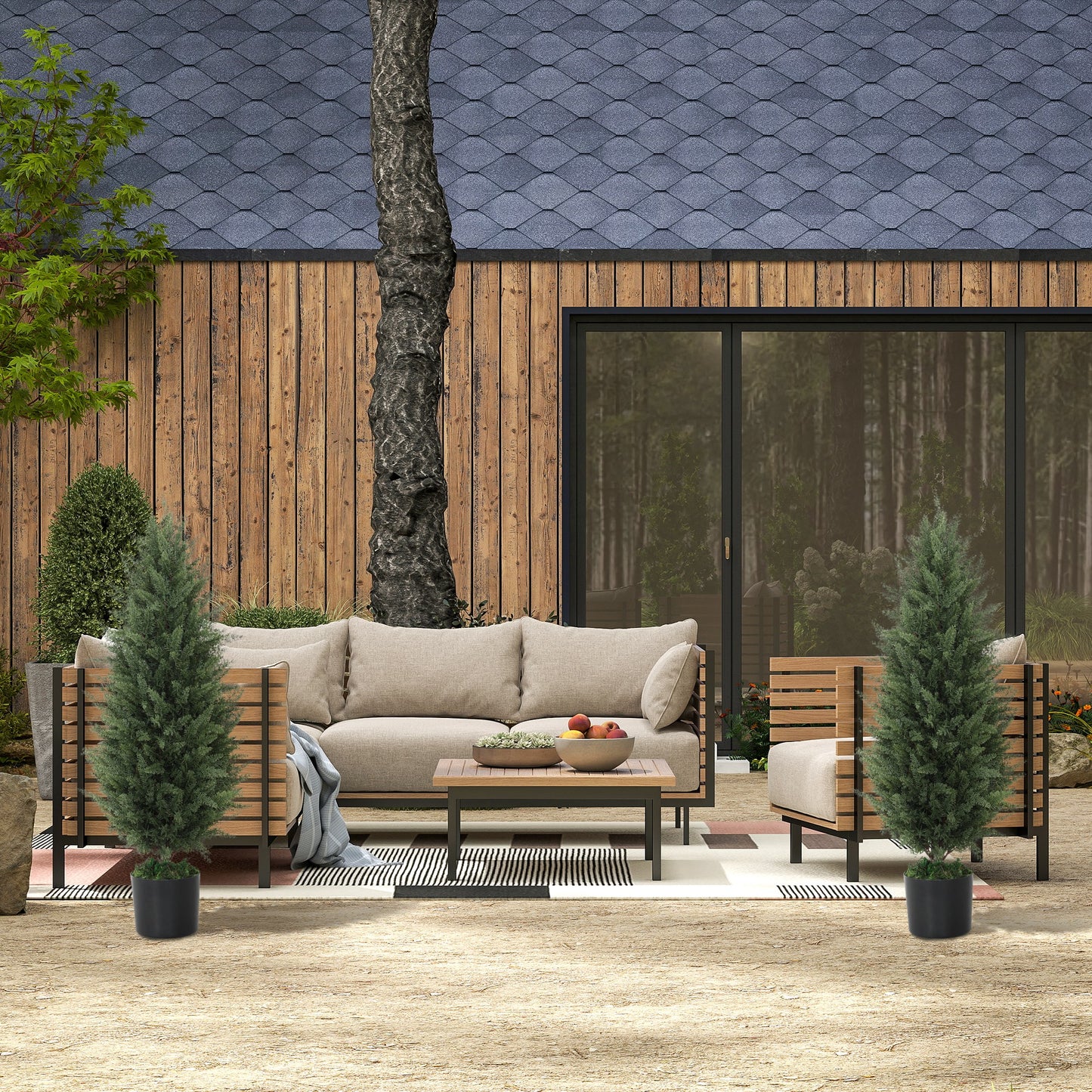 Kunstcipres – Kunstboom – Nepplant – Sierplant – Kamerplant – Set Van 2 – UV-Bestendig – 90 cm Hoog