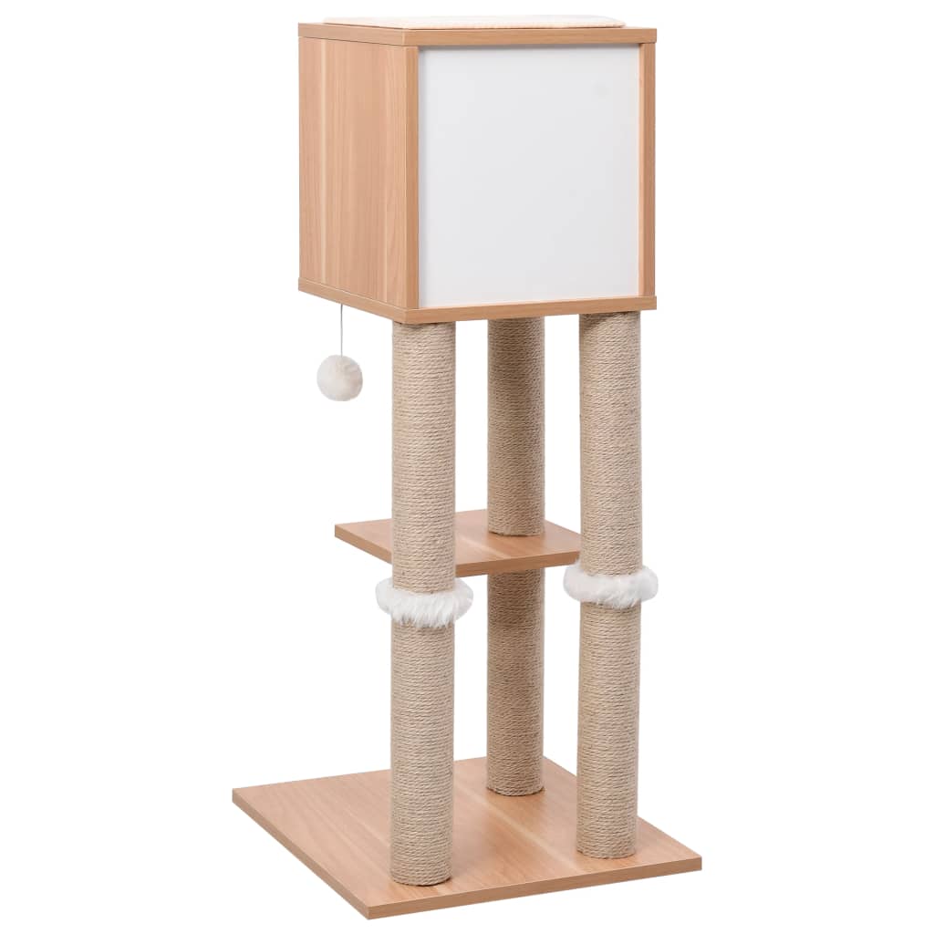 Krabpaal – Krabmeubel – Kattenboom – Kattenhuis – Kattenmeubel – MDF Met Sisal Krabmat – 90 cm Hoog – Uitneembaar Wasbaar Kussen