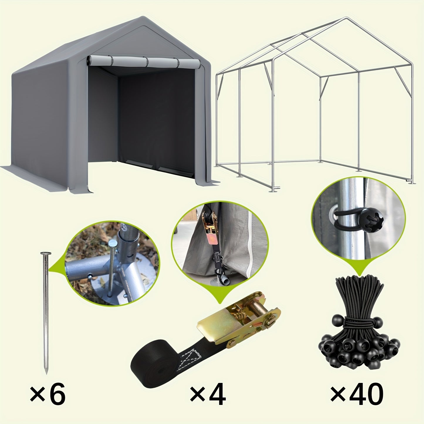 Buitenberging – Tuinberging – Opslagtent – Fietsenberging – Gereedschapsschuur – Extra Ruim 296x190x200 cm – Gegalvaniseerd Stalen Frame & UV- en Waterbestendig PE Dak