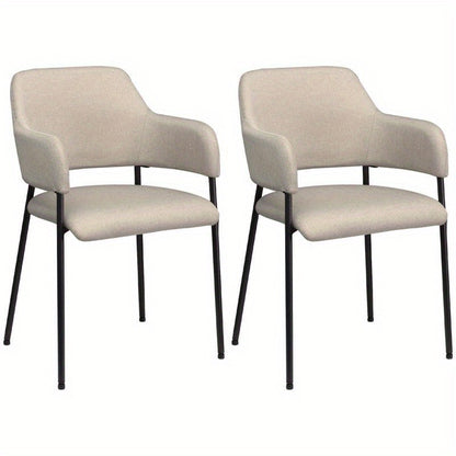 Eetkamerstoel – Stoel – Kuipstoel – Keukenstoel – Woonkamerstoel – Beige Gestoffeerd – Stalen Poten – 54x54x84 cm