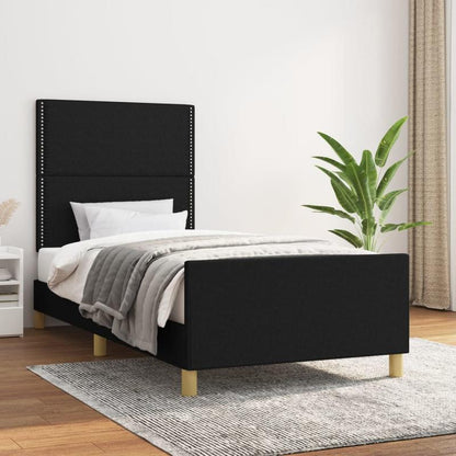 Bed frame without Mattress Black 80x200cm Tissue Practical, removable, suitable for all seasons, Bedroom Furniture, Spacesaving Bed, Stylish Bed Frame, Modern Bedroom, Easy Assembly, Wooden Frame, Simple Bed, Slatted Base, Ap