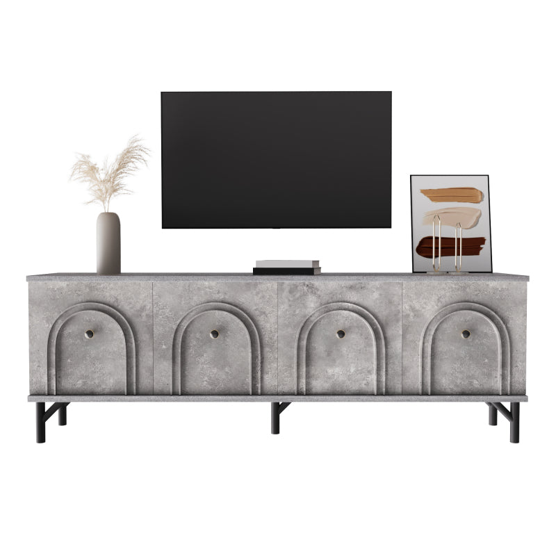 TV-meubel – Tv-kast – Mediameubel – Dressoir – 4-Deurs Kasten – Modern Grijs – 160 cm Breed – Soft-Close Deuren – Geïntegreerd Kabelmanagement