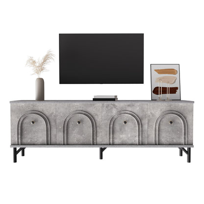 TV-meubel – Tv-kast – Mediameubel – Dressoir – 4-Deurs Kasten – Modern Grijs – 160 cm Breed – Soft-Close Deuren – Geïntegreerd Kabelmanagement