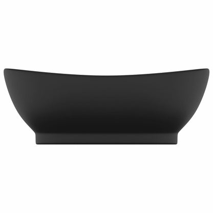 Waskom – Wasbak – Wastafel – Opzetwastafel – Waskommen – Ovaal Model – Mat Zwart Keramiek – 58,5x39 cm Rustiek Design
