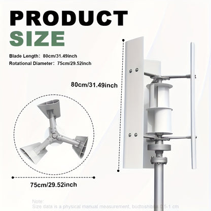 Windturbine – Mini Windgenerator – Duurzame Energie Generator – Windmolen – Off-Grid Energie – Dubbele Luchtkamers – Fluisterstil & Werkt Bij Weinig Wind