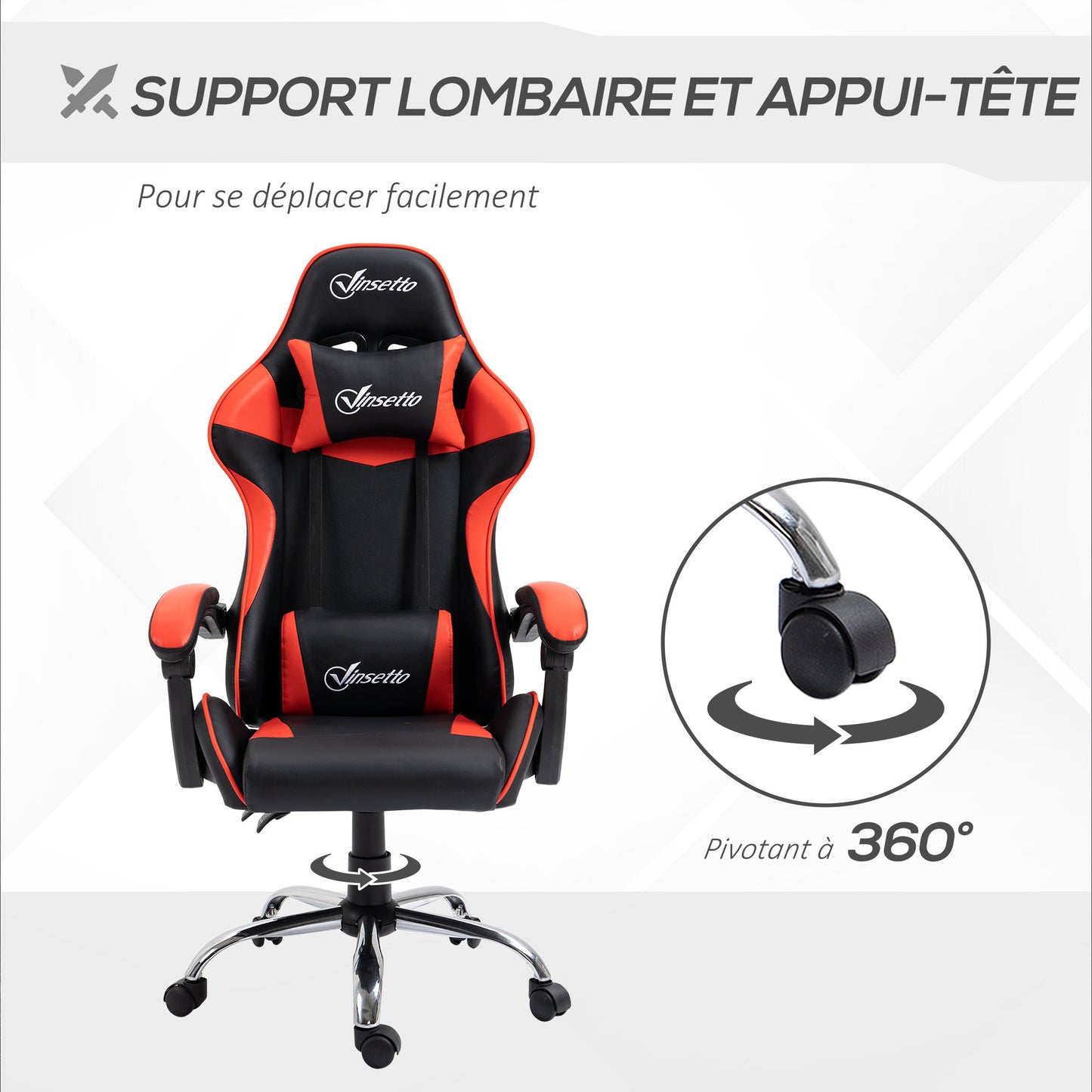 Gamingstoel – Bureaustoel – Gamerstoel – Office Chair – Werkstoel – Verstelbare Hoogte – Ergonomische Hoofdsteun – Zwart