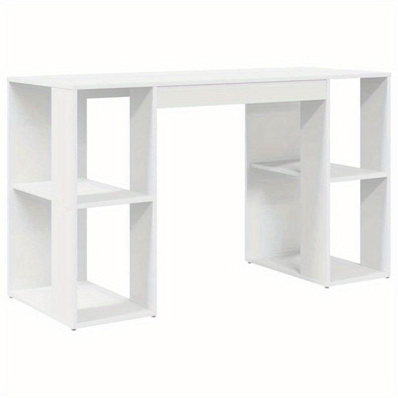 Bureau – Werktafel – Werkplek – Schrijftafel – Compact Bureau – Wit – MDF & Hardhout – Ruime Opbergruimte – 130 x 50,5 x 75 cm