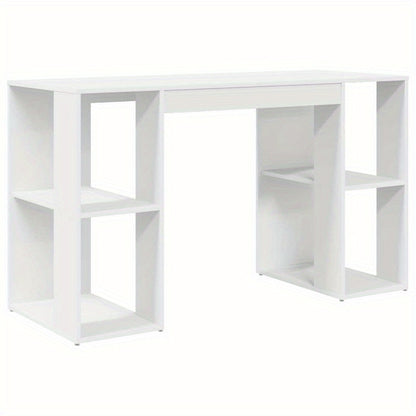 Bureau – Werktafel – Werkplek – Schrijftafel – Compact Bureau – Wit – MDF & Hardhout – Ruime Opbergruimte – 130 x 50,5 x 75 cm