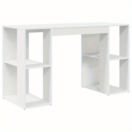 Bureau – Werktafel – Werkplek – Schrijftafel – Compact Bureau – Wit – MDF & Hardhout – Ruime Opbergruimte – 130 x 50,5 x 75 cm