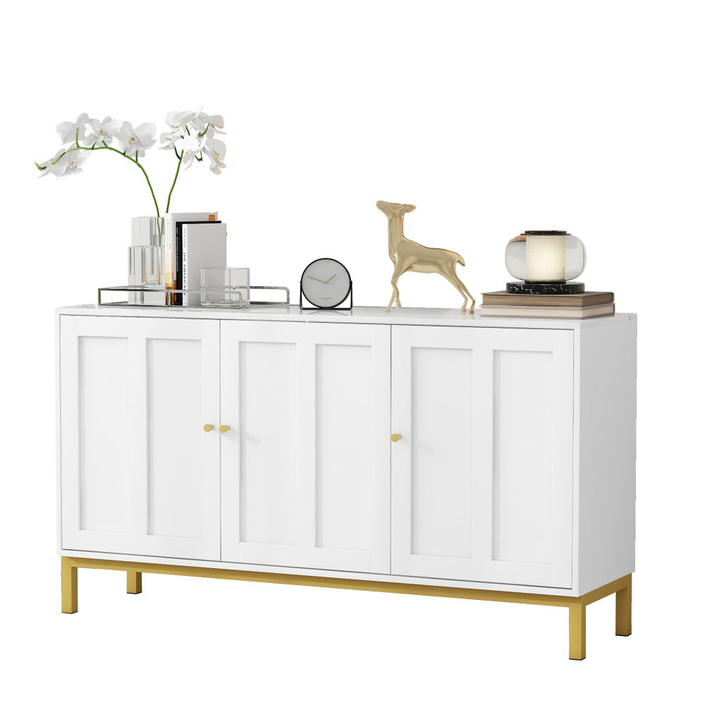 Dressoir – Opbergkast – Buffetkast – Ladekast – Kast – Wit – Marmeren Blad – 3 Deuren – Makkelijk Schoon Te Maken